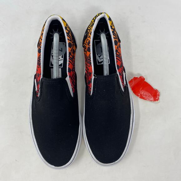 VANS Classic Slip-On Logo Flame Black Skate Shoes Womens Size 8.5 - Picture 4 of 8